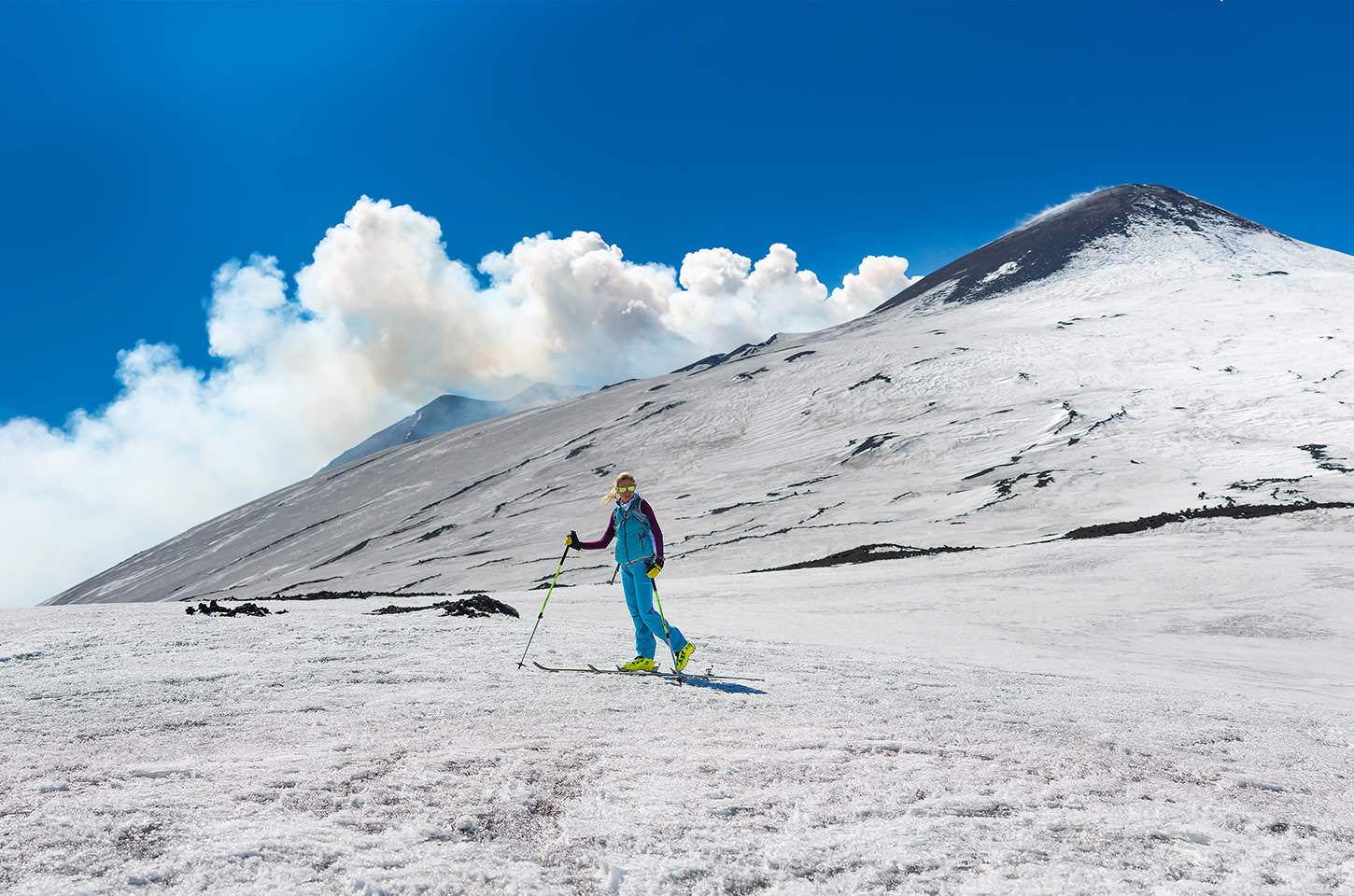 skiing on mount etna, sicily, etna