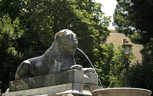 the lions at the foot of the Campidoglio